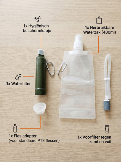 Compacte Waterfilter met accessoires