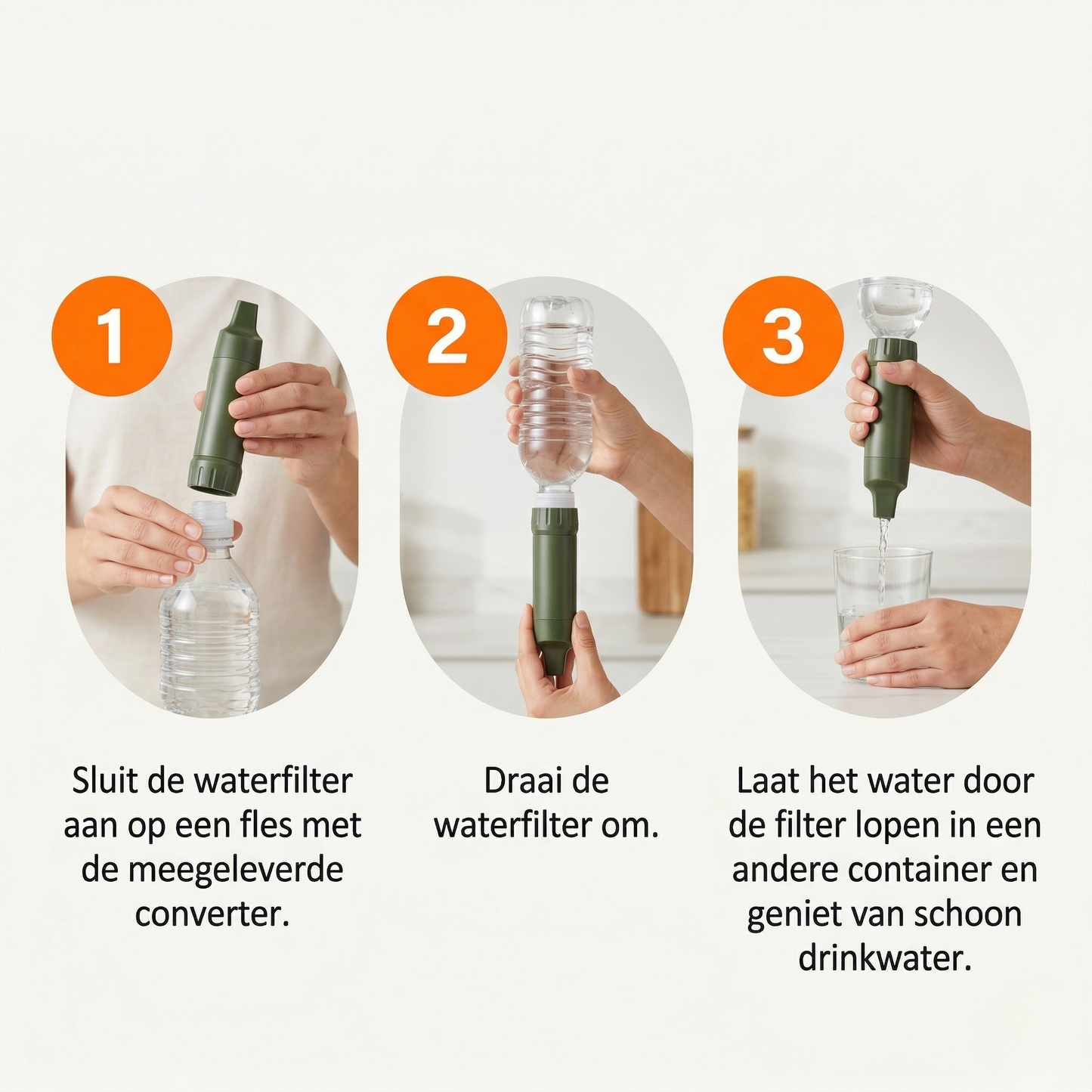 Compacte Waterfilter met accessoires