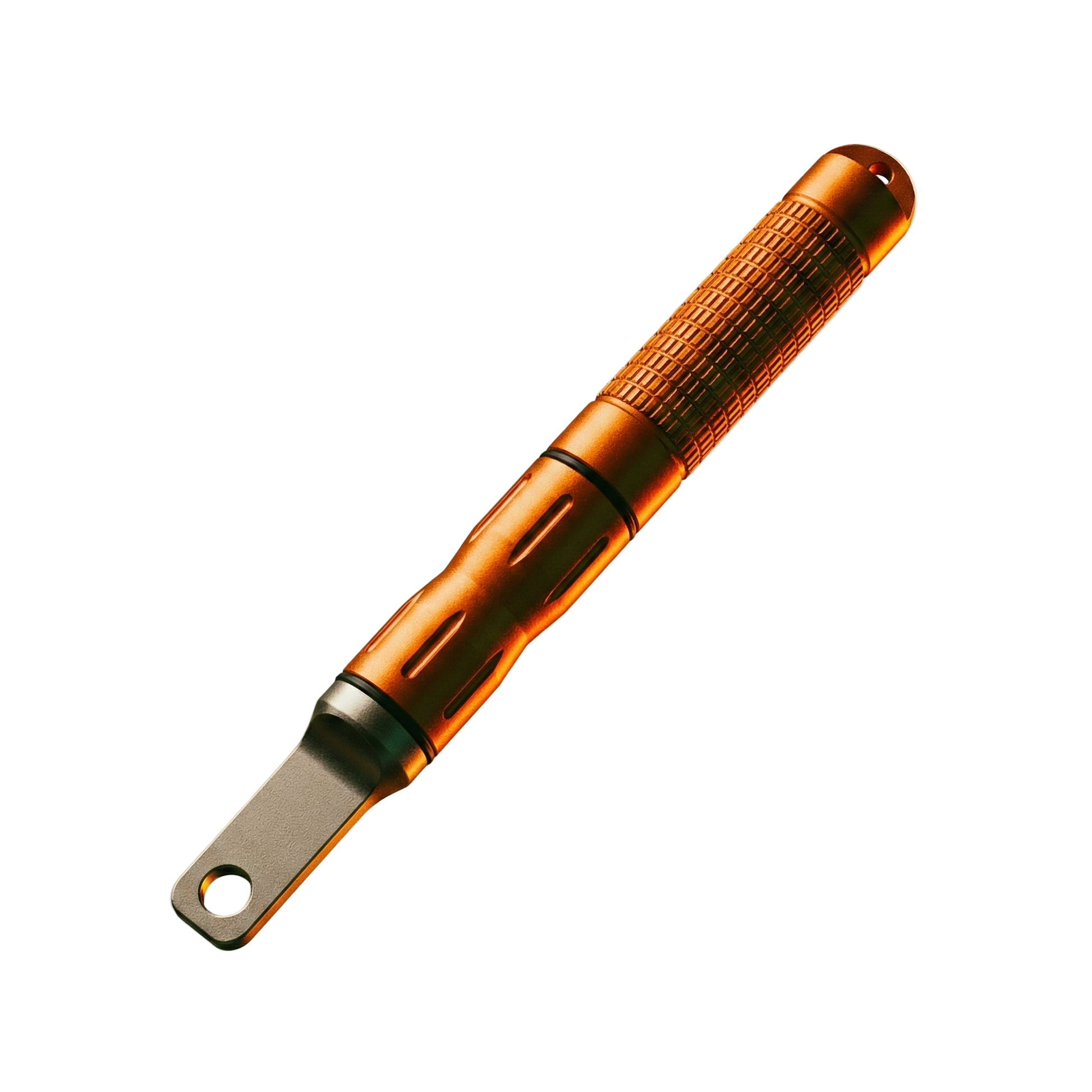 Feloranje waterdichte vuurstarter met metalen behuizing en grip, ideaal voor een noodpakket