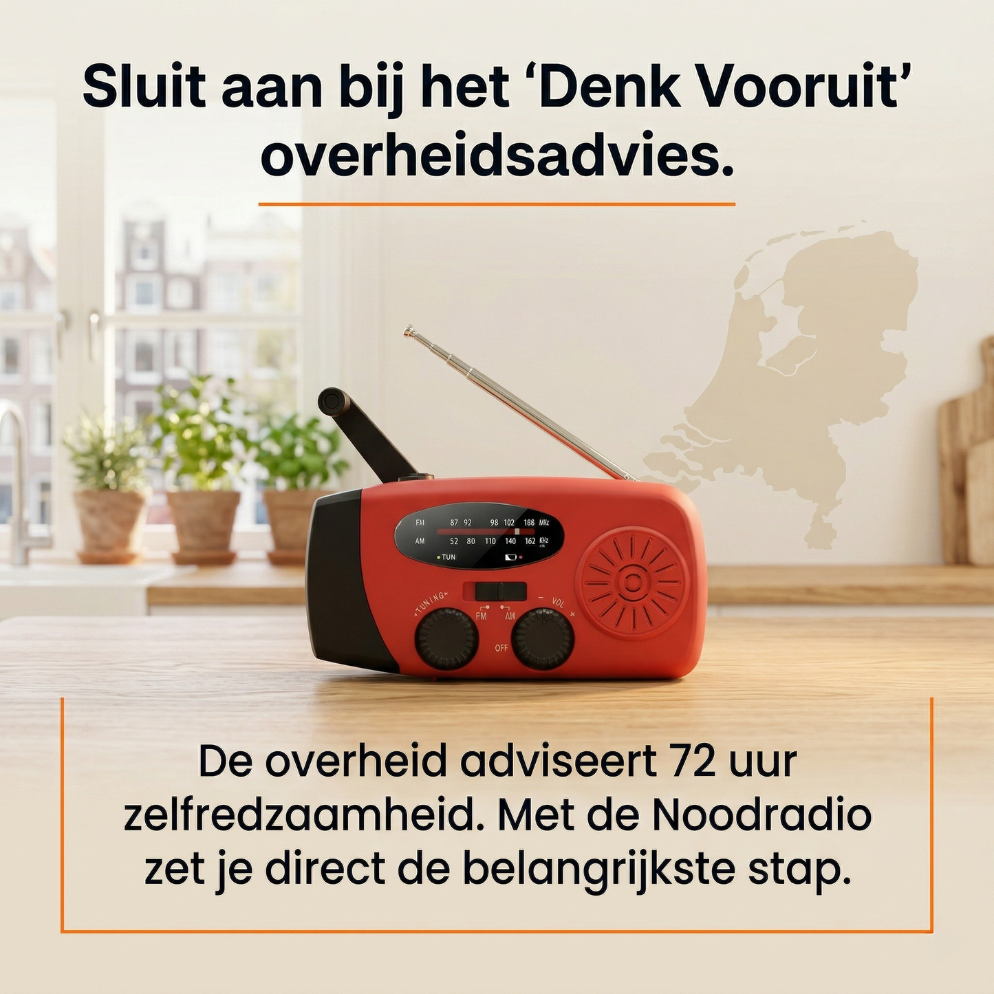 Opwindbare Noodradio met Powerbank & Zonnepaneel