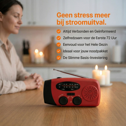 Opwindbare Noodradio met Powerbank & Zonnepaneel